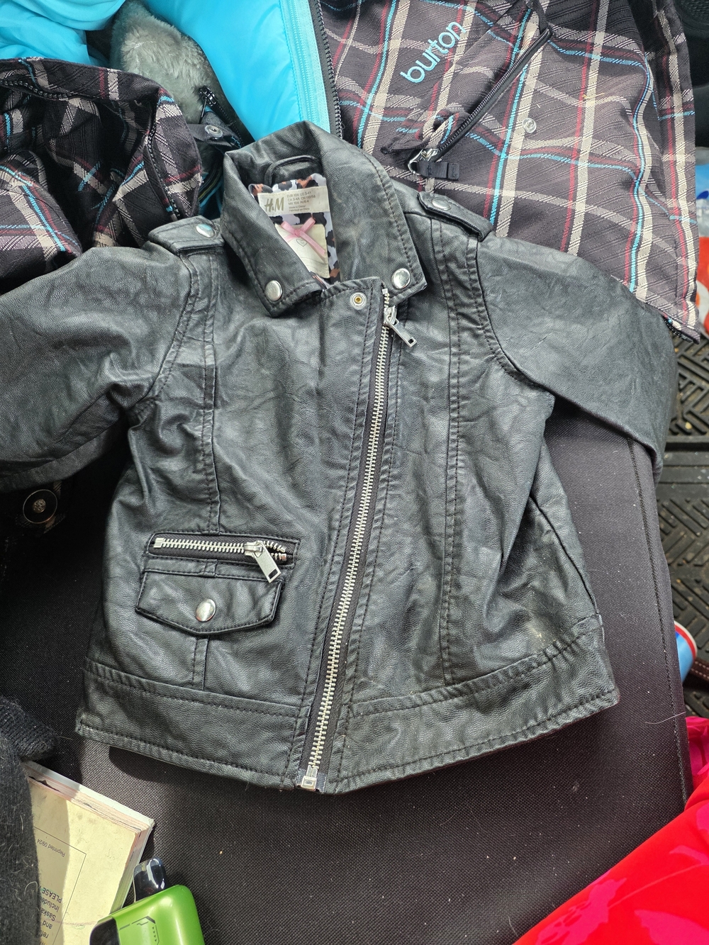 H&M Black Faux Leather Moto Jacket for Kids
